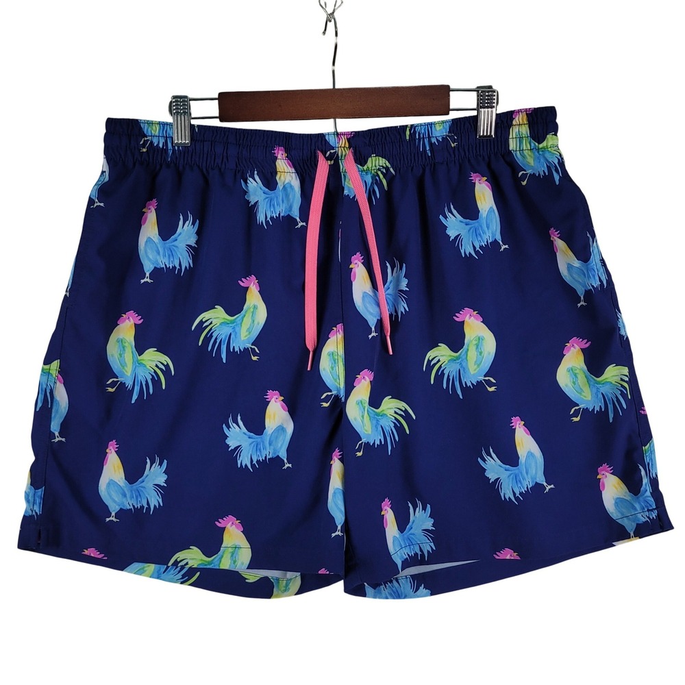 Chubbies Swim Trunks Mens XXL Blue Rooster Print 5.5" Inseam Excellent Shorts